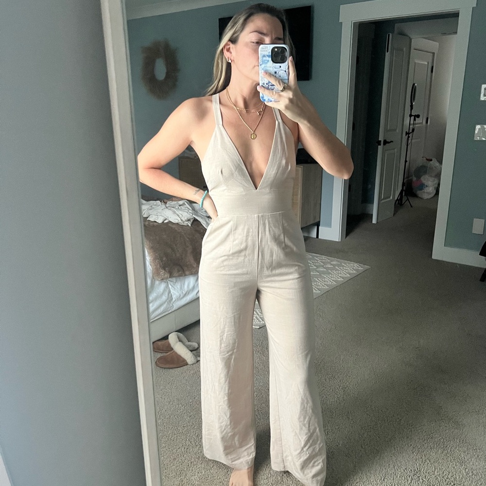 Elegant Cream Jumpsuit- revolve